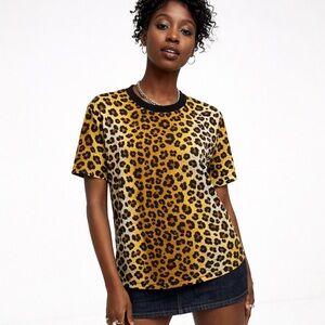 Love Moschino Leopard Print Thick Cotton T-shirt Medium Designer Streetwear Punk